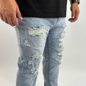 Jeans Rasgado Plus Size Hombre Via Dorado
