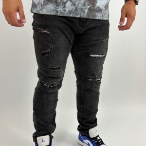 Jeans Rasgado Plus Size Hombre Via Dorado