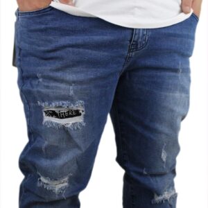 Jeans Rasgado Plus Size Hombre Via Dorado